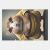 「相撲のキーキー倒れモルモット強大な力士」 ラッピングペーパーシート (正面3)