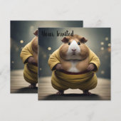 「相撲のキーキー倒れモルモット強大な力士」 招待状 (正面/裏面)