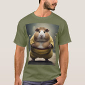 「相撲のキーキー倒れモルモット強大な力士」 Tシャツ (正面)