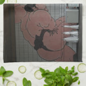 相撲の壁画 キッチンタオル (折り畳み)