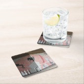 相撲の壁画 スクエアペーパーコースター (インサイチュ)