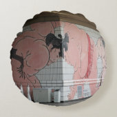 相撲の壁画 ラウンドクッション (正面)