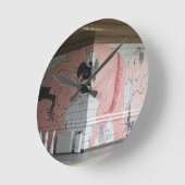 相撲の壁画 ラウンド壁時計 (傾斜)