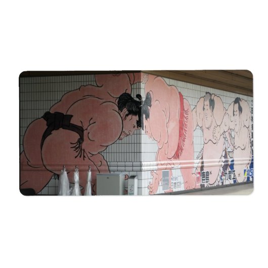 相撲の壁画 ラベル (正面)