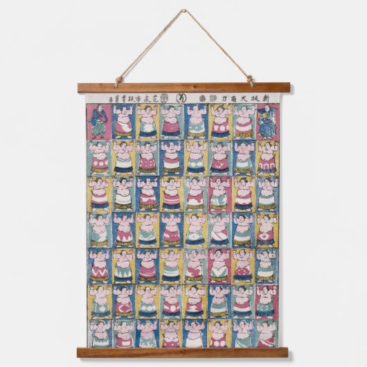 「相撲の木彫りタペストリー」 吊り下げ型タペストリー (正面)