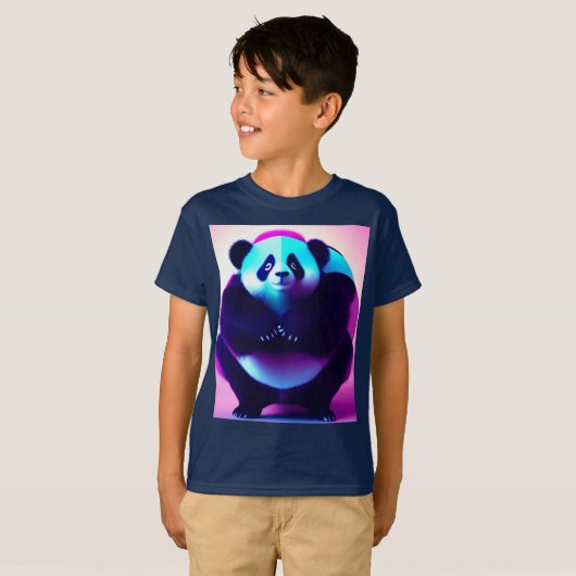 相撲パンダ竹の蚊、子供のTシャツ Tシャツ (正面フル)