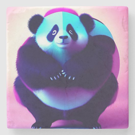 相撲パンダ竹の蚊、石のコースター ストーンコースター (正面)