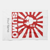 相撲レトロ力士日本のヴィンテージデザイン キッチンタオル (横)