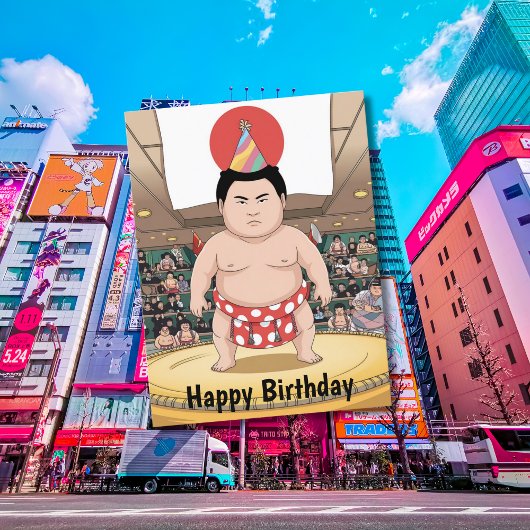 相撲力士の土俵 日本国旗 ポストカード