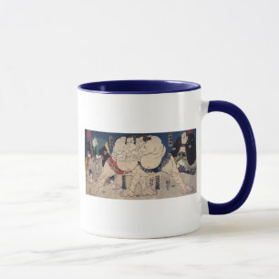 相撲、国芳の相撲レスリング、Kuniyoshi、Ukiyo-e マグカップ