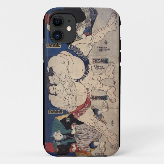 相撲、国芳の相撲レスリング、Kuniyoshi、Ukiyo-e Case-Mate iPhoneケース (裏面)