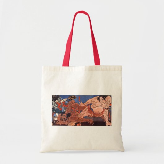 相撲,国芳相撲レスリング,国芳,浮世絵 トートバッグ (正面)