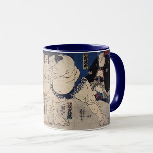 相撲,国芳相撲レスリング,国芳,浮世絵 マグカップ (正面右)