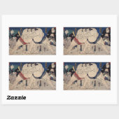 相撲,国芳相撲レスリング,国芳,浮世絵 長方形シール (シート)