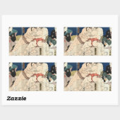 相撲,国貞スモウレスリング，国貞 長方形シール (シート)