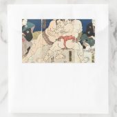 相撲,国貞スモウレスリング，国貞 長方形シール (バッグ)