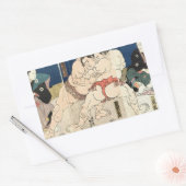 相撲,国貞スモウレスリング，国貞 長方形シール (封筒)