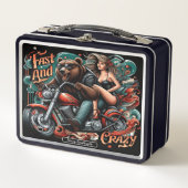 相棒で自転車に乗る メタルランチボックス (正面)