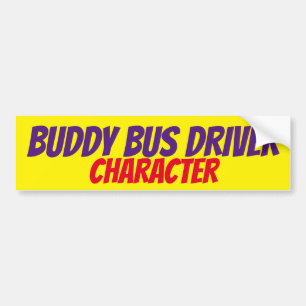 相棒のバス運転手のキャラクター バンパーステッカー
