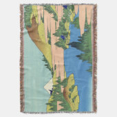相模国北斎箱根湖 スローブランケット (正面縦)