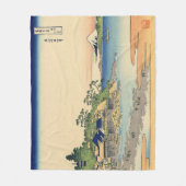 相模国葛飾北斎江ノ島 フリースブランケット (正面)