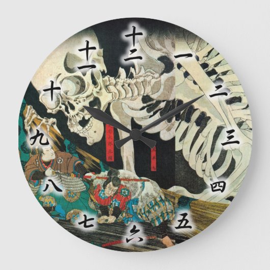 相馬の古内裏、魔法使い、Kuniyoshiが処理する国芳の骨組 ラージ壁時計 (正面)
