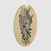 盾および剣のフェンシングのロゴ オーナメント (正面)