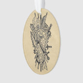 盾および剣のフェンシングのロゴ オーナメント (正面)