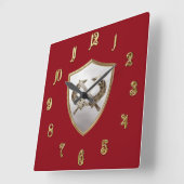 盾と剣 スクエア壁時計 (傾斜)