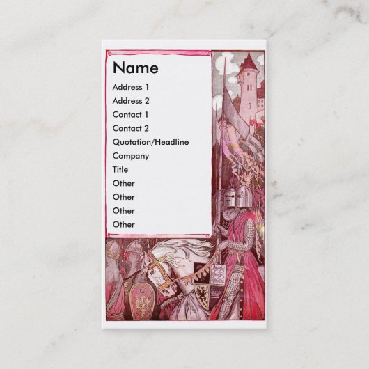 盾に耐えている騎士乗馬馬 名刺 (正面)