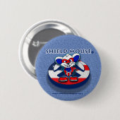 盾のマウスの愛国心が強い平和(青いジーン)ボタン 缶バッジ (正面&裏面)