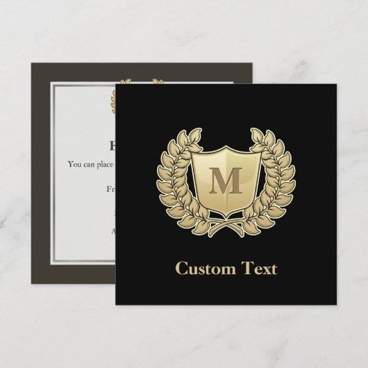 盾の付いた花輪 招待状 (正面/裏面)