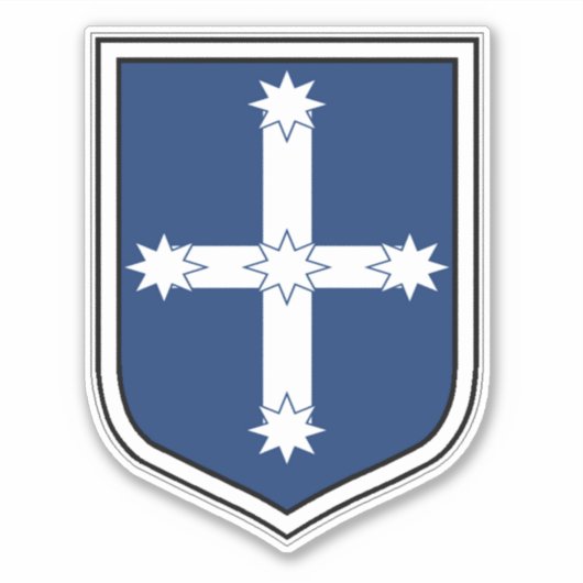 盾の形をしたオーストラリアのユレカ国旗 シール (正面)