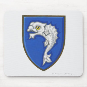 盾のheraldic魚の記号のイラストレーション マウスパッド