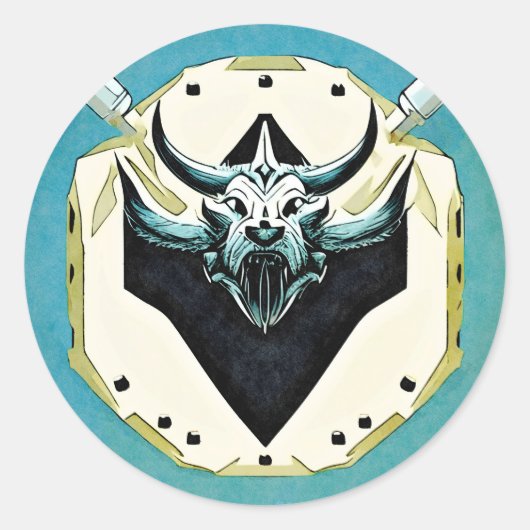 盾を手にバイキングのように恐れを知らない ラウンドシール (正面)