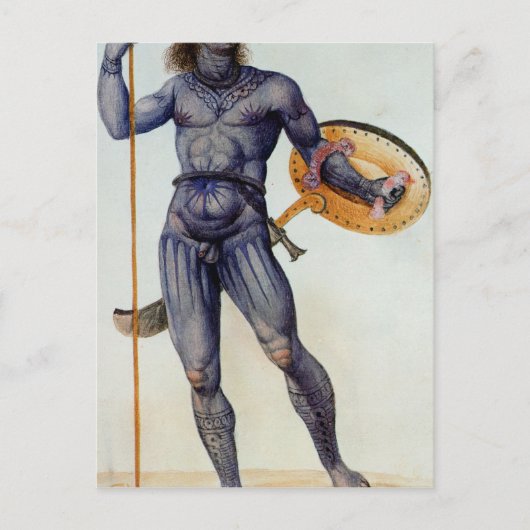 盾を持った小柄な男 ポストカード (正面)
