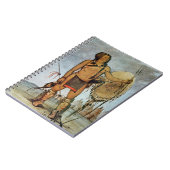 盾、槍および弓を持つコマンチェの戦士 ノートブック (左側)