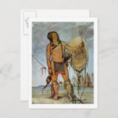 盾、槍、そして弓を持ったコマンチの戦士 ポストカード (正面/裏面)