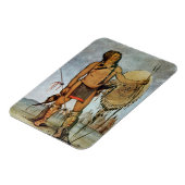 盾、槍、弓とコマンチ族の戦士 マグネット (左側)