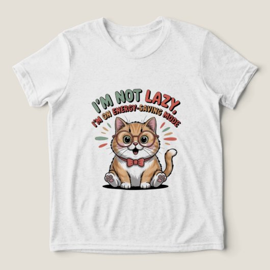 省エネモードのネコ トライブレンドTシャツ (デザイン正面)