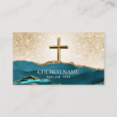 省教会の牧師デアコンビショップ金ゴールドクロス 名刺 (正面)
