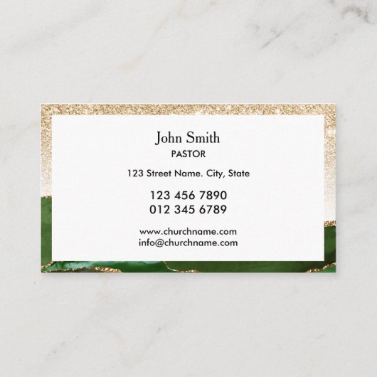 省教会の牧師デアコンビショップ金ゴールドクロス 名刺 (裏面)