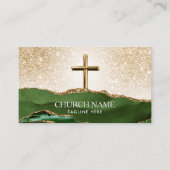 省教会の牧師デアコンビショップ金ゴールドクロス 名刺 (正面)