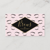 眉とまつげ模様ピンク/黒/金ゴールド 名刺 (正面)