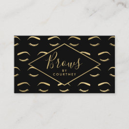 眉とまつげ模様ブラック/金ゴールド 名刺