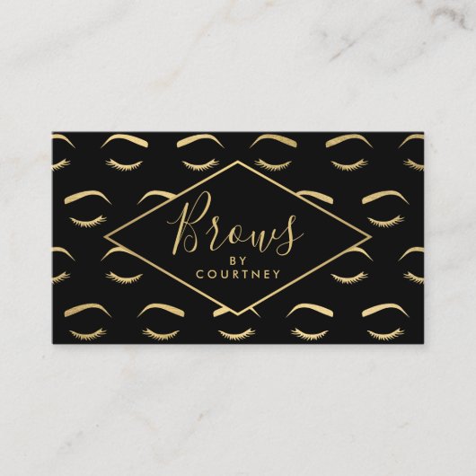 眉とまつげ模様ブラック/金ゴールド 名刺 (正面)