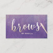 眉メイクアップアーティスト金ゴールドスクリプトエレガント紫 名刺 (正面)