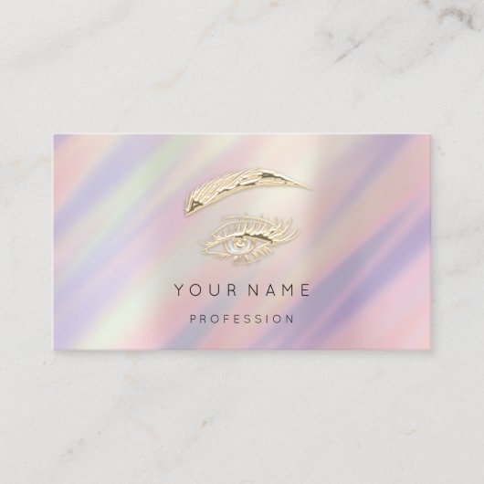 眉メイクアップQRロゴゴールデンまつげグラデーション 名刺 (正面)