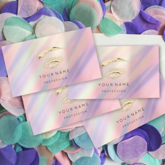 眉メイクアップQRロゴゴールデンまつげグラデーション 名刺