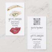 眉メイクアップQRCodeロゴバラリップ金ゴールドまつ毛 名刺 (正面/裏面)